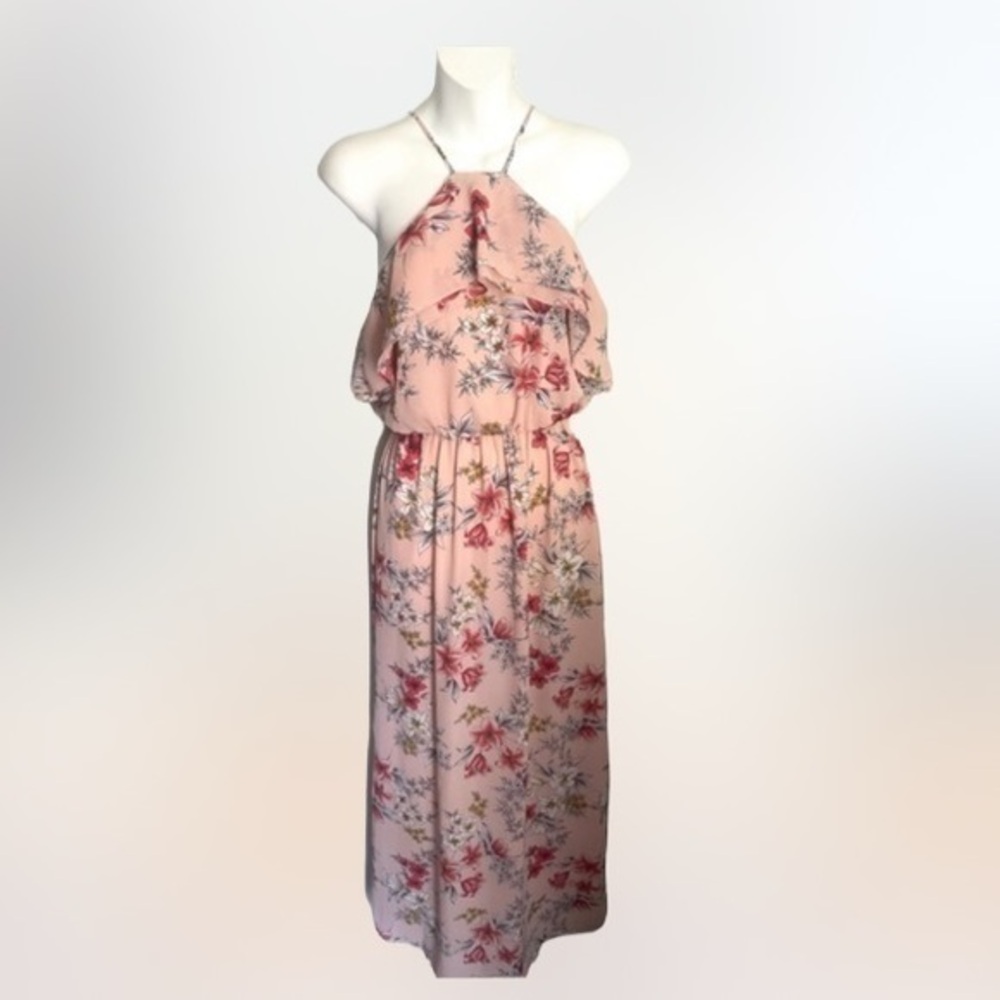 LUSH pink floral sleeveless maxi dress size small casual party dress